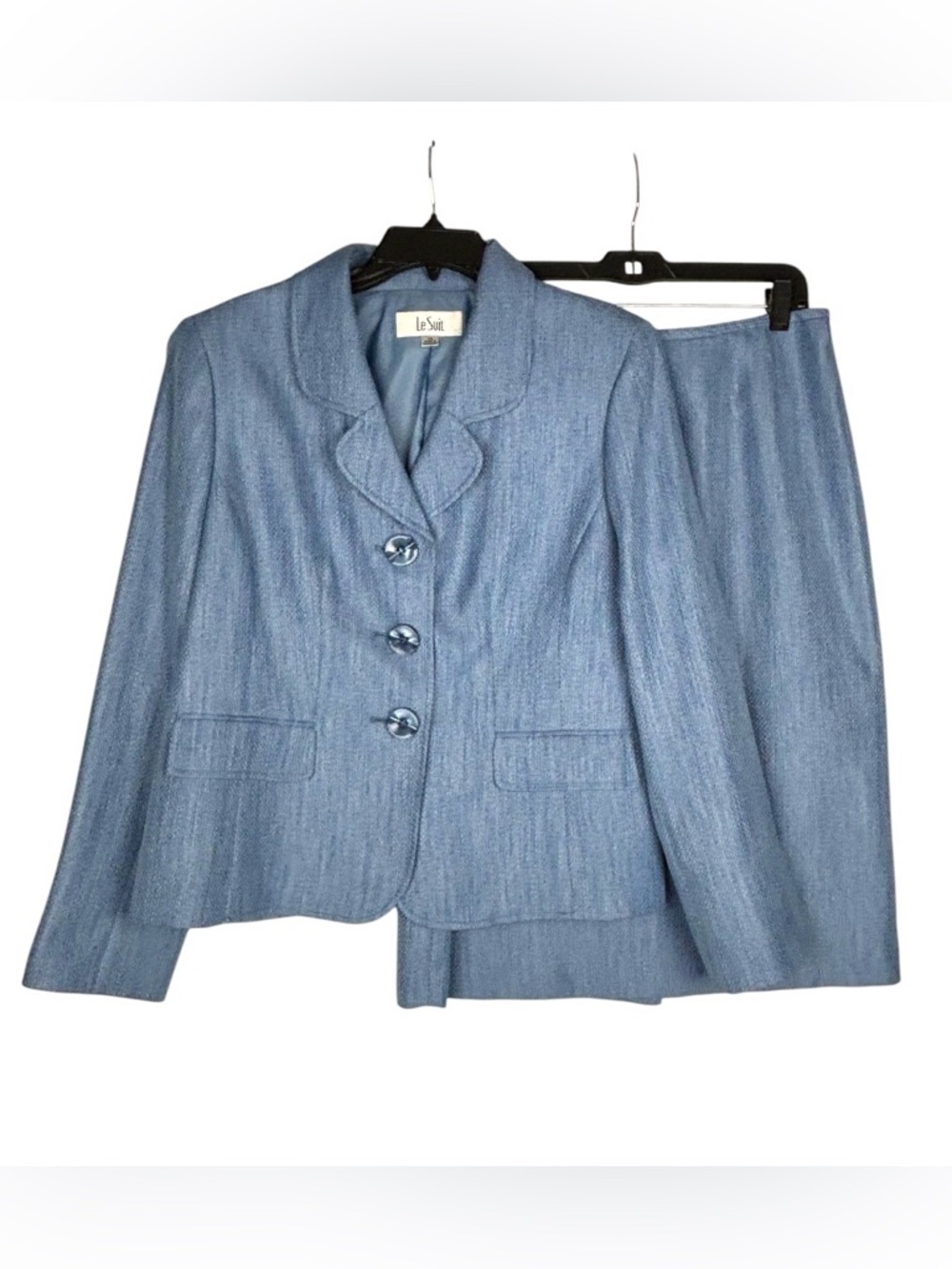 Le Suit skirt Suit set women’s 14 Shimmery Blue Two Piece Wedding Formal Work